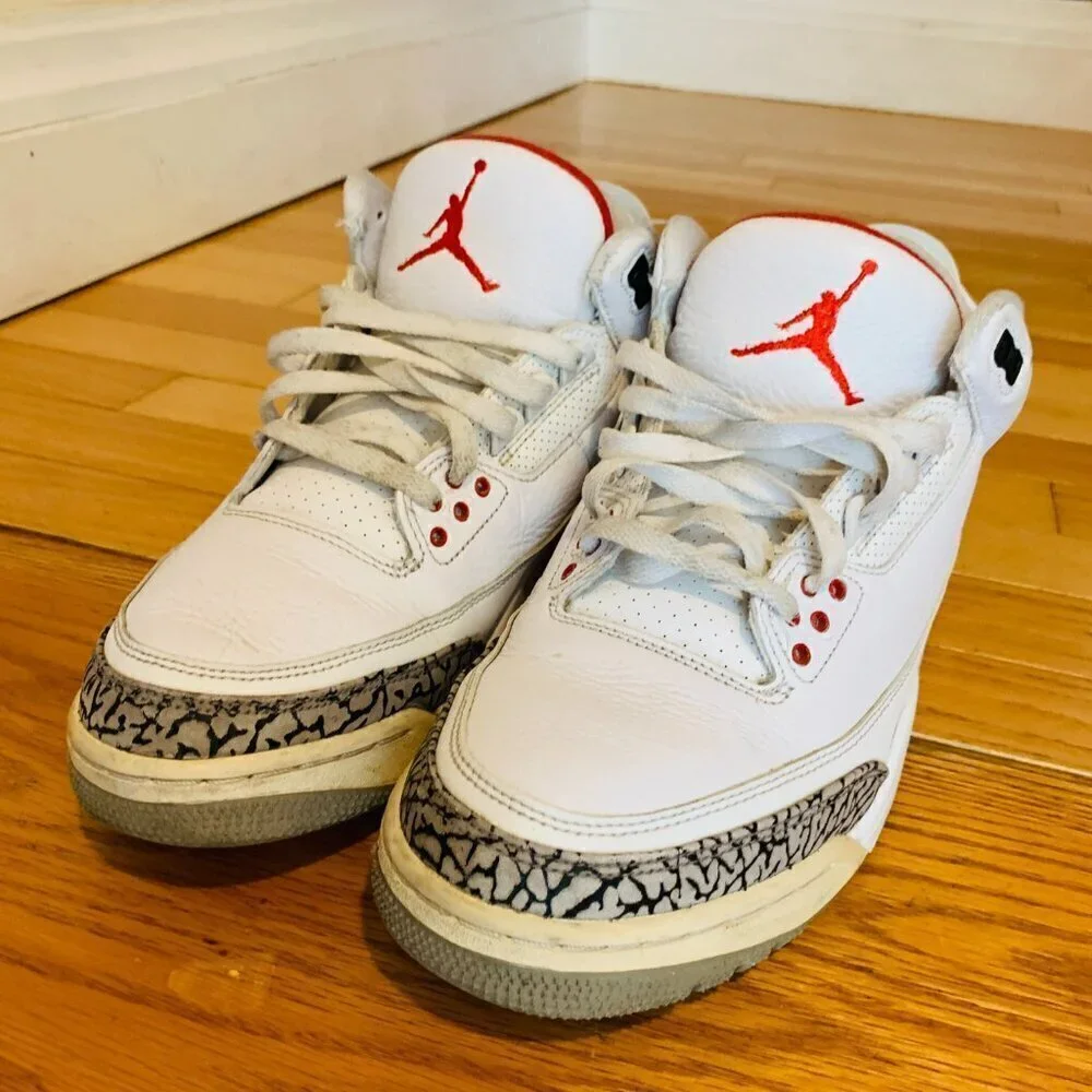 Nike Air Jordan 3 Retro Hall of Fame 2018 Size 11 136064-116 White Red Grey OG